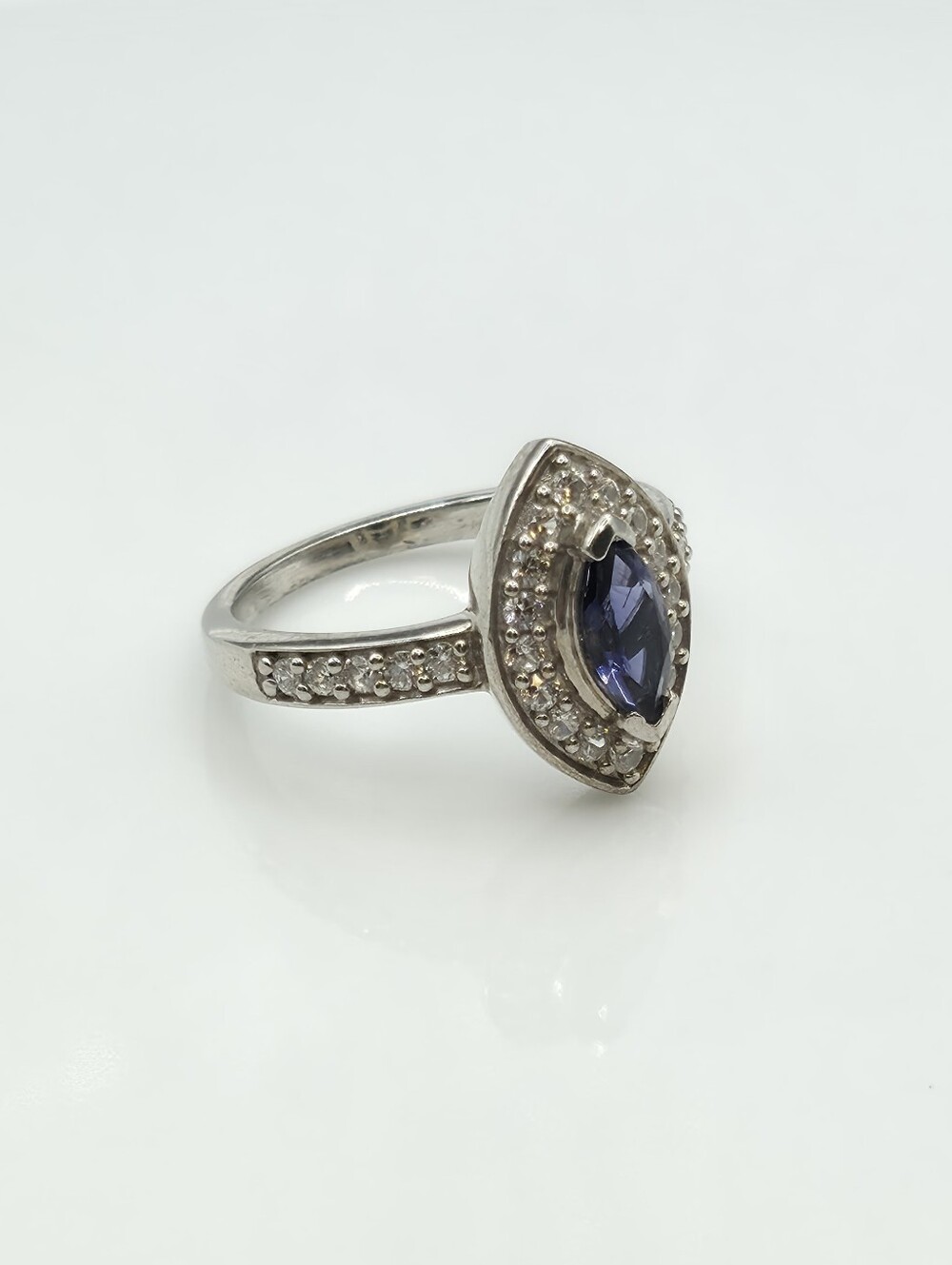 NWT Rare Iolite Marquis Halo Ring - Picture 4 of 8